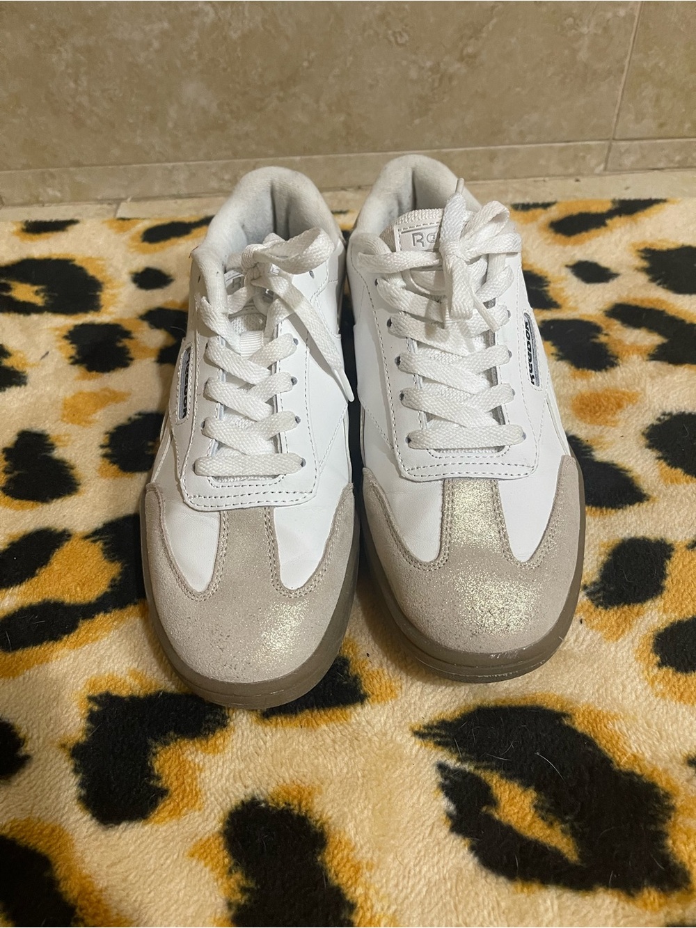 Reebok White and Metallic Silver Women's Sneakers